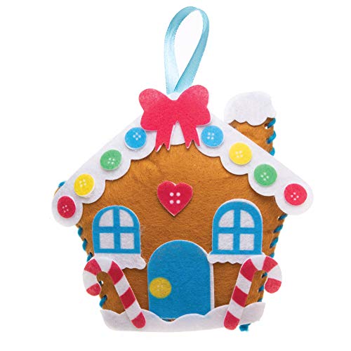 Baker Ross Kits Costura Decoración Pan de jengibre (Pack de 3) para manualidades y decoraciones navideñas