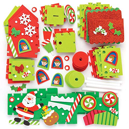 Baker Ross Kits de Trenes de Espuma de Papá Noel (Paquete de 2) Manualidades navideñas decorativas para niños (AR737)