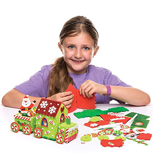 Baker Ross Kits de Trenes de Espuma de Papá Noel (Paquete de 2) Manualidades navideñas decorativas para niños (AR737)