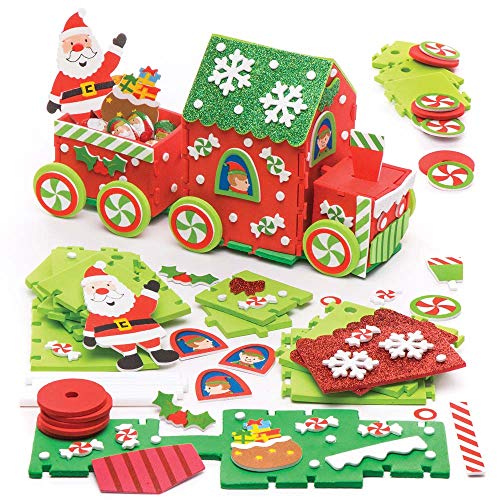 Baker Ross Kits de Trenes de Espuma de Papá Noel (Paquete de 2) Manualidades navideñas decorativas para niños (AR737)