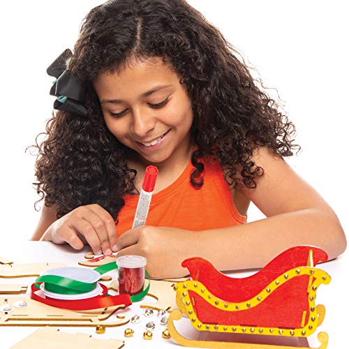 Baker Ross Kits Trineo de madera (paquete de 5) - Artes y manualidades navideñas