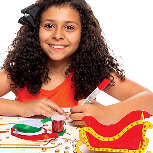 Baker Ross Kits Trineo de madera (paquete de 5) - Artes y manualidades navideñas