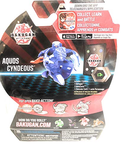 Bakugan, Aquos Cyndeous, criatura transformadora coleccionable de 5 cm de alto, para edades de 6 años en adelante