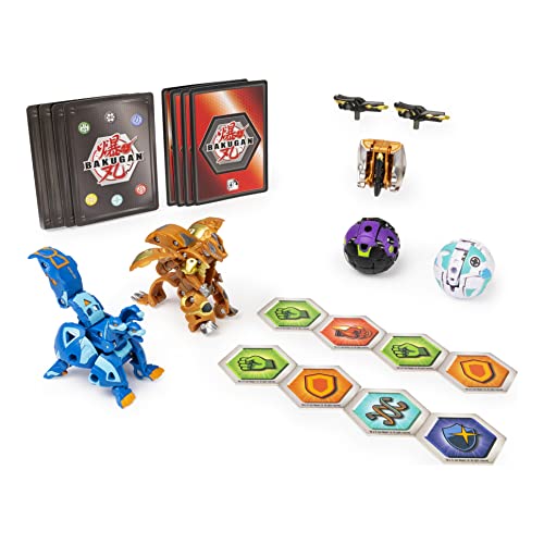 Bakugan Baku-Gear Pack con 4 Armored Alliance Bakugan (Ultra Aurelus Dragonoid, Ultra Aquos Howlkor, Basic Haos Pegatrix, Basic Darkus Hydorous) y 1 Juego de Herramientas Baku-Gear