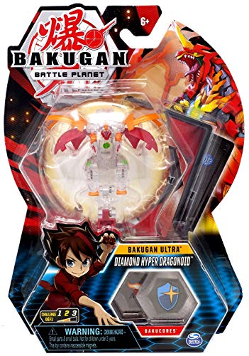 Bakugan Battle Planet Ultra Diamond Hyper Dragonoid Figura de transformación coleccionable de 3 pulgadas