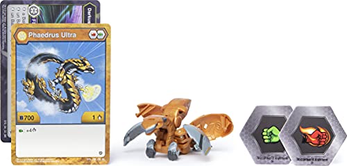 Bakugan Ultra, Aurelus Phaedrus, figura de acción coleccionable de 3 pulgadas y tarjeta de trading, para edades de 6 años en adelante