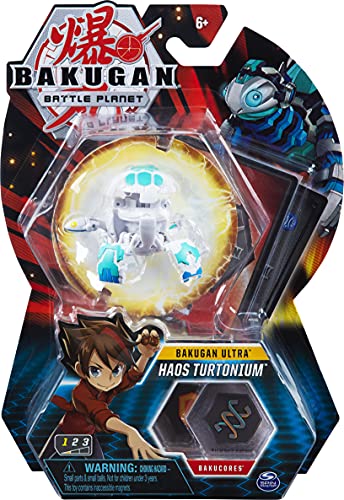 Bakugan Ultra, Haos Turtonium, figura de acción coleccionable de 3 pulgadas y tarjeta de trading, para edades de 6 años en adelante