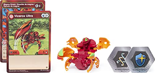 Bakugan Ultra, Pyrus Vicerox, figura de acción coleccionable de 3 pulgadas y tarjeta de trading, para edades de 6 años en adelante