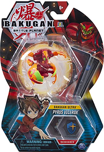 Bakugan Ultra, Pyrus Vicerox, figura de acción coleccionable de 3 pulgadas y tarjeta de trading, para edades de 6 años en adelante