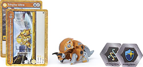 Bakugan Ultra, Trhyno, figura de acción coleccionable de 3 pulgadas y tarjeta de trading, para edades de 6 años en adelante