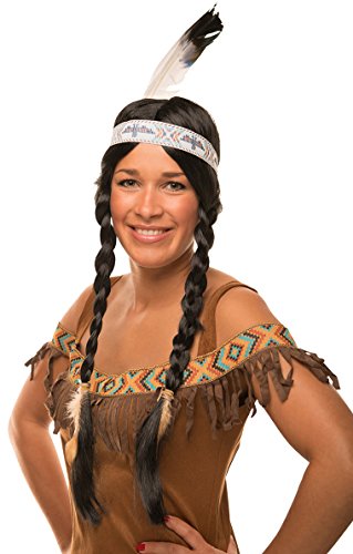 Balinco Peluca India con Trenzas + Plumas - para Hombres y Mujeres – Apto para Carnaval