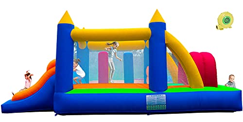 Ballsea Castillo hinchable con ventilador, castillo para niños con tobogán, trampolín de obstáculos (488 x 240 x 190 cm)