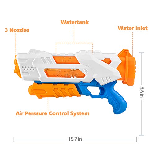 balnore Juguete Pistola de Agua con Largo Alcance para niños Pistola de Agua para Adultos 10-12 Metros de Rango 1200ML Playa tuberías al Aire Libre Fiesta Piscina Piscina Playa Juego de Lucha de Agua