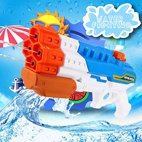 balnore Pistola de Agua 4 boquillas, 1200ml Pistola de Chorro de Agua para Niños Adultos para Al Aire Libre Nadando Piscina Jardín Playa, Verano Juguetes de Agua Juego