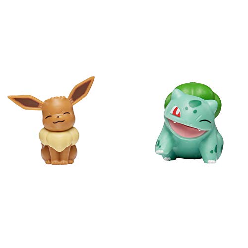 Bandai – Pokémon – Pack de 2 Figuras Battle – Bulbizarre (Bulbasaur) & Evoli (Eevee) – Figuras de 5 cm para coleccionar – WT97886