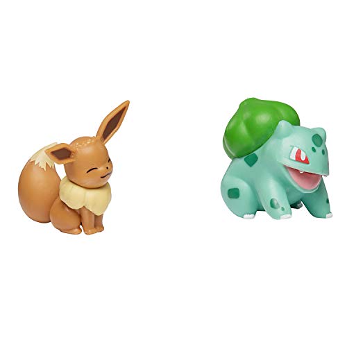 Bandai – Pokémon – Pack de 2 Figuras Battle – Bulbizarre (Bulbasaur) & Evoli (Eevee) – Figuras de 5 cm para coleccionar – WT97886