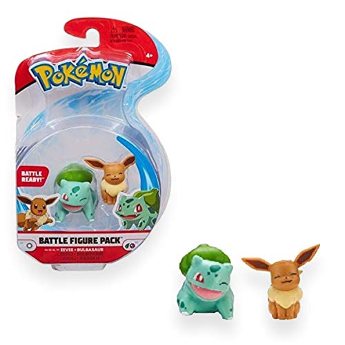 Bandai – Pokémon – Pack de 2 Figuras Battle – Bulbizarre (Bulbasaur) & Evoli (Eevee) – Figuras de 5 cm para coleccionar – WT97886