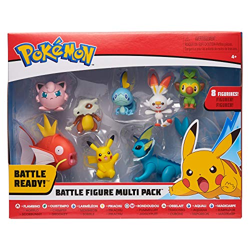 Bandai – Pokémon – Pack de 8 Figuras Olas 5: Pikachu, Flambino, Ouistempo, Larmelon, Rondou, Osselait, Aquali y Magicarpe – WT00049