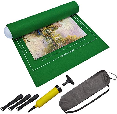 BangShou Tapete para Puzzle Roll Fieltro Puzzles Tapete Puzzle Mat Felt Mat para 1000/1500 Piezas Puzzles (Verde)