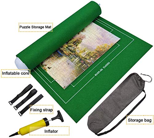 BangShou Tapete para Puzzle Roll Fieltro Puzzles Tapete Puzzle Mat Felt Mat para 1000/1500 Piezas Puzzles (Verde)