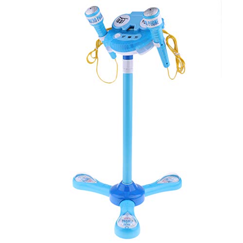 Baoblaze Micrófono Kidi Super Star Máquina de Karaoke para Niños con 2 Micrófonos y Soporte Ajustable - Azul