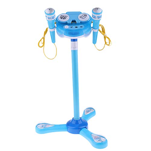 Baoblaze Micrófono Kidi Super Star Máquina de Karaoke para Niños con 2 Micrófonos y Soporte Ajustable - Azul