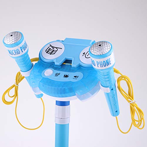 Baoblaze Micrófono Kidi Super Star Máquina de Karaoke para Niños con 2 Micrófonos y Soporte Ajustable - Azul