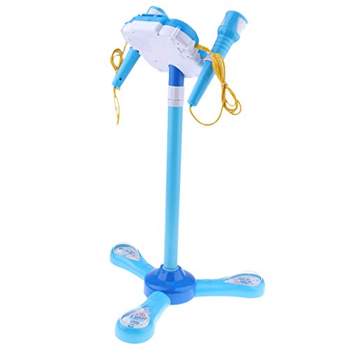 Baoblaze Micrófono Kidi Super Star Máquina de Karaoke para Niños con 2 Micrófonos y Soporte Ajustable - Azul