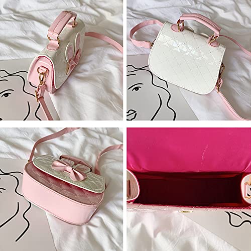 Barakara Bolso Bandolera para Niña, Bonito Conejo Bolsa de Hombro con Correa Desmontable, Bolsos de Princesa Mini Monedero con Pajarita, Lindo Bolso Pequeño de PU para Cruzar para Infantil Niño