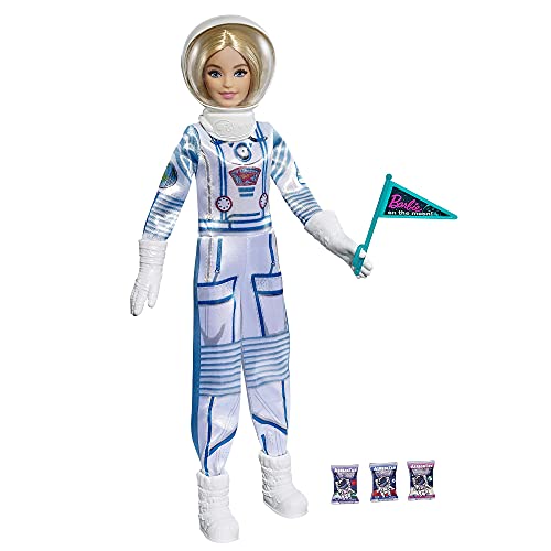 Barbie Astronauta, Muñeca con accesorios, traje y casco espacial (Mattel GTW30)