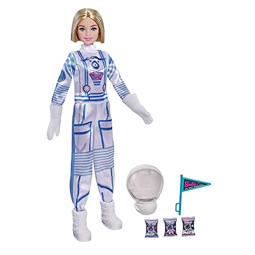 Barbie Astronauta, Muñeca con accesorios, traje y casco espacial (Mattel GTW30)