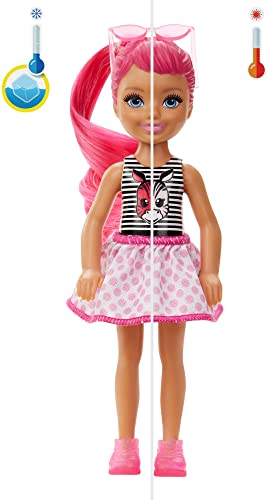 Barbie Chelsea Color Reveal, muñeca sorpresa color monocromático con accesorios de moda sorpresa (Mattel GTT24)