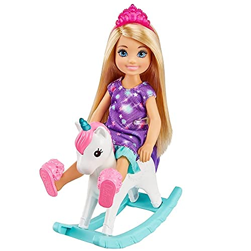 Barbie Chelsea Dreamtopia Muñeca con set de juego columpio mágico con accesorios y mascota de juguete (Mattel GTF50)