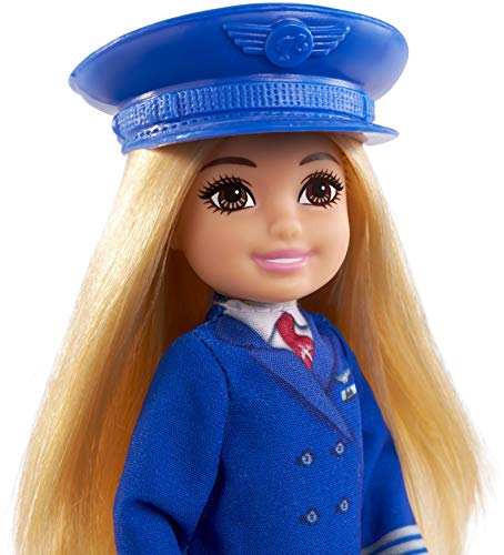 Barbie Chelsea Piloto de avión Muñeca rubia con accesorios de viaje de juguete, para niñas y niños +3 años (Mattel GTN90)