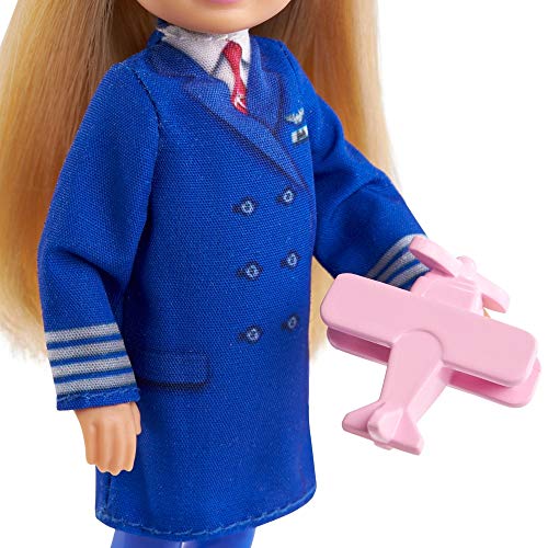 Barbie Chelsea Piloto de avión Muñeca rubia con accesorios de viaje de juguete, para niñas y niños +3 años (Mattel GTN90)