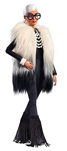 Barbie Collector Muñeca diseñada por Iris Apfel, look blanco y negro (Mattel FWJ27)