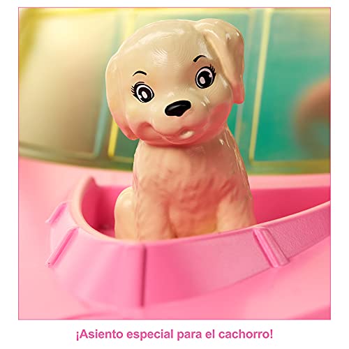 Barbie con Barco, Muñeca con bañador y barco de juguete para el agua, con mascota y accesorios acuáticos (Mattel GRG30)