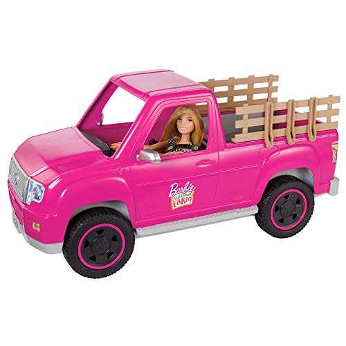 Barbie con Coche Pick-up para la Granja Muñeca Rubia con vehículo de Juguete y Accesorios para el Campo (Mattel GWW29)