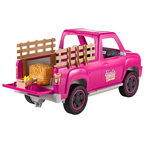 Barbie con Coche Pick-up para la Granja Muñeca Rubia con vehículo de Juguete y Accesorios para el Campo (Mattel GWW29)