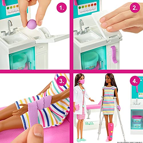 Barbie Doctora con Clínica médica, muñeca con accesorios de medicina de juguete. Incluye juego de plastilina Mattel GTN61