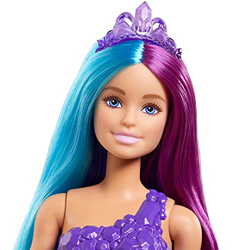 Barbie Dreamtopia Muñeca sirena con pelo de colores, accesorios y peine de juguete (Mattel GTF39)