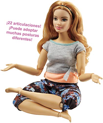 Barbie Fashionista Made to Move, Muñeca articulada curvy pelirroja con top gris (Mattel FTG84)