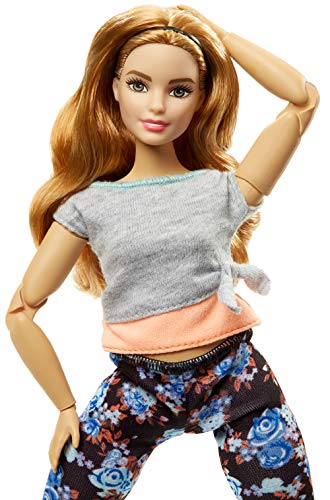 Barbie Fashionista Made to Move, Muñeca articulada curvy pelirroja con top gris (Mattel FTG84)