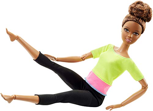 Barbie- Fashionista Made to Move Muñeca con Articulaciones Flexibles, Top Amarillo, Multicolor (Mattel DHL83)