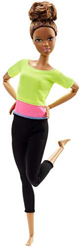 Barbie- Fashionista Made to Move Muñeca con Articulaciones Flexibles, Top Amarillo, Multicolor (Mattel DHL83)