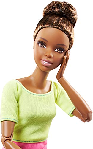 Barbie- Fashionista Made to Move Muñeca con Articulaciones Flexibles, Top Amarillo, Multicolor (Mattel DHL83)