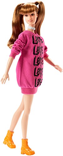 Barbie Fashionista, Muñeca LOVE con vestido de punto, juguete +7 años (Mattel FJF44) , color/modelo surtido