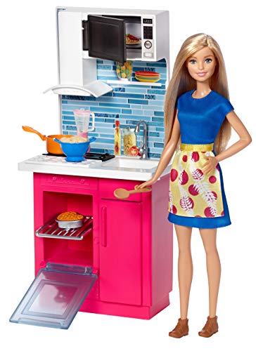 Barbie Muebles de la casa, Muñeca y cocina, accesorios casa de muñecas (Mattel DVX54)