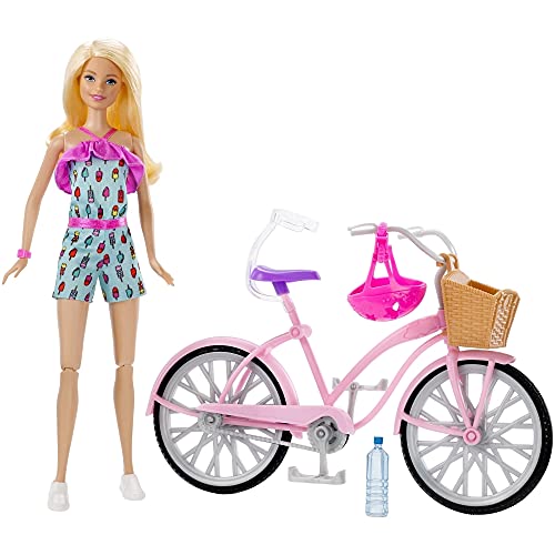 Barbie Muñeca Articulada con Bicicleta y Accesorios (Mattel FTV96)