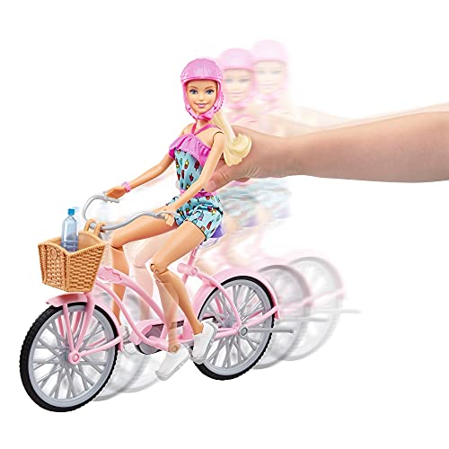 Barbie Muñeca Articulada con Bicicleta y Accesorios (Mattel FTV96)